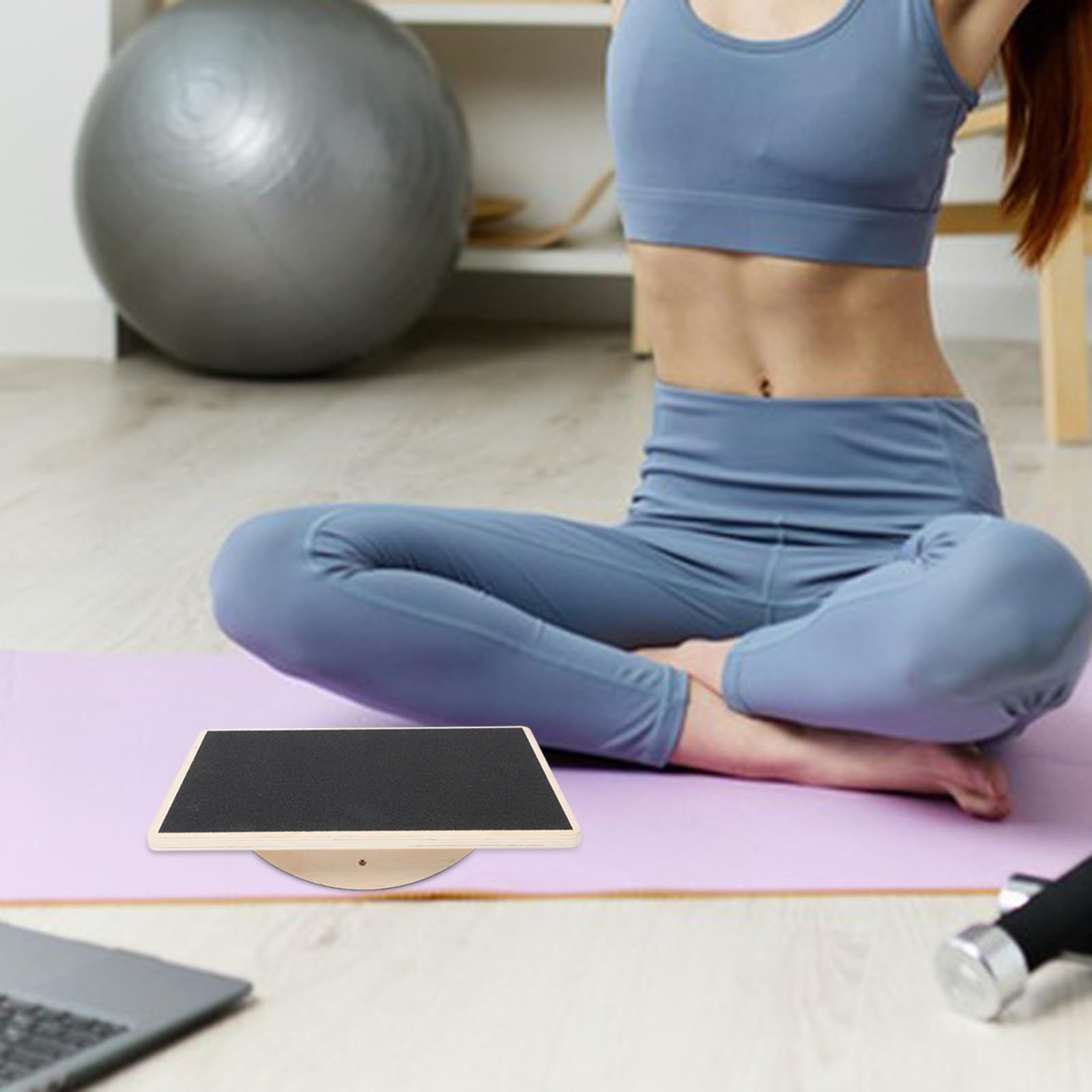 ibasenice Tabla de Equilibrio de Madera Maciza Rectangular, Antideslizante, para Entrenamiento de Coordinación y Estabilidad, Adultos, Gimnasio en Casa