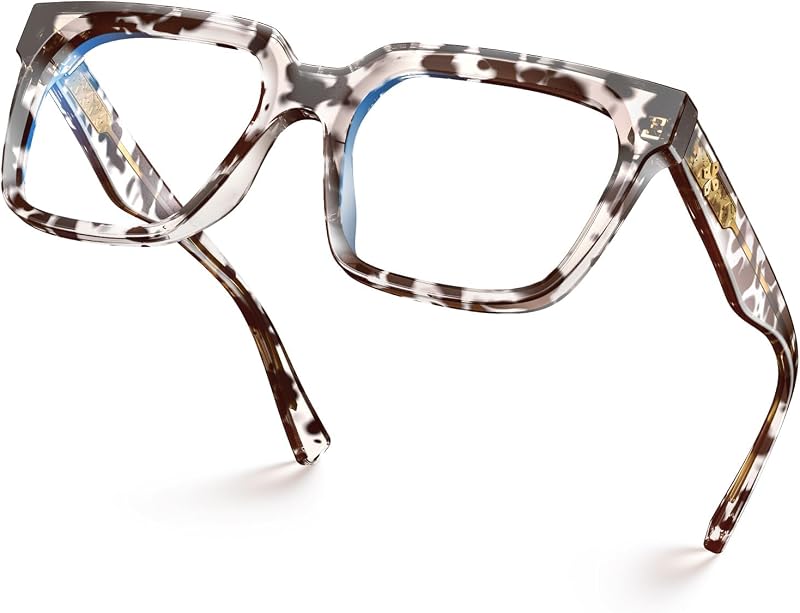 VISOONE lentes para computadora con bloqueo de luz azul, rectangulares, gruesas, de gran tamaño | Lentes transparentes Lindo falso Marco grande Preppy Diseñador elegante lentes de pantalla de moda para hombres Mujeres COUGAR
