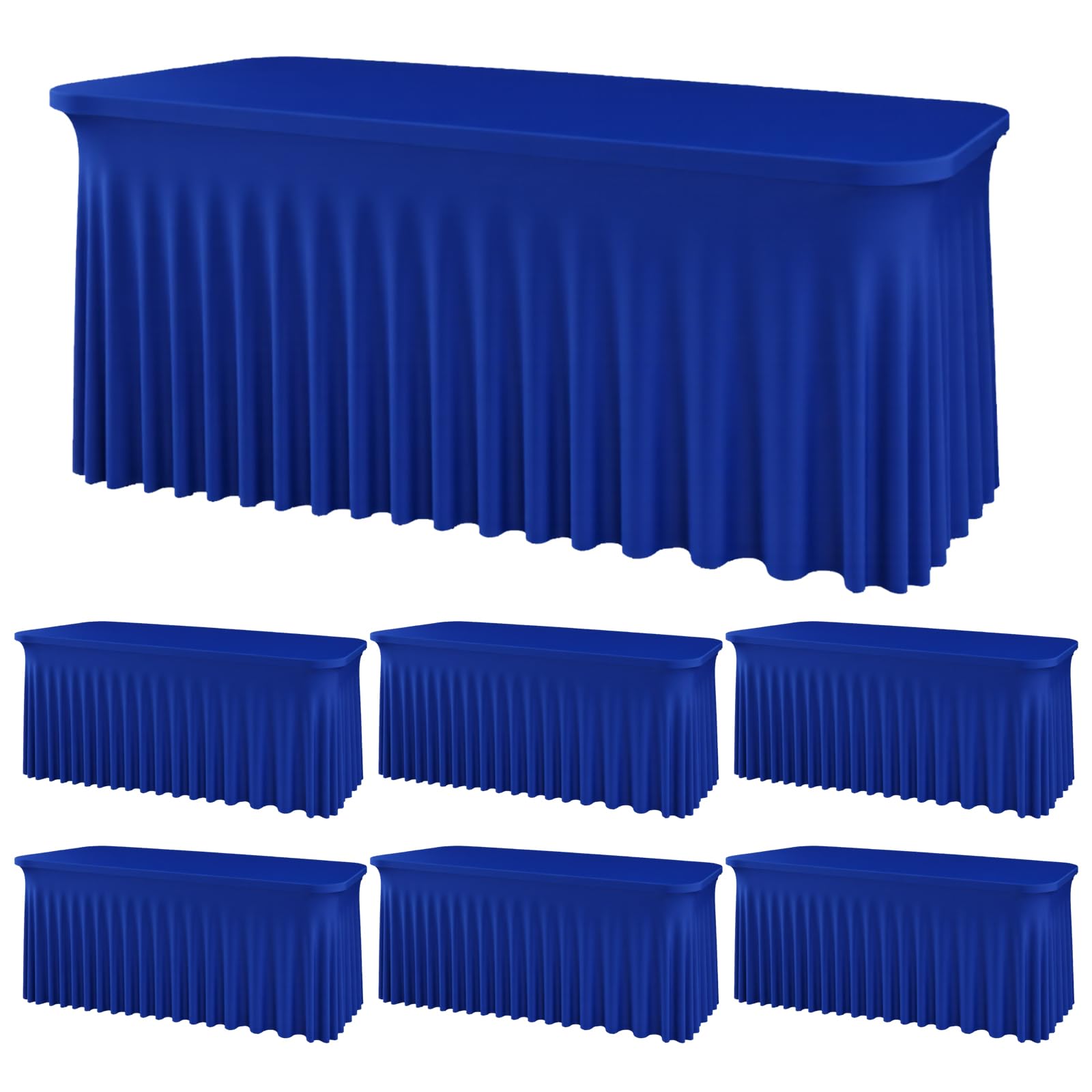 Royal Blue Spandex Tablecloths 72 Inch Rectangular Fitted Table Covers, Stretch Tablecloths for 6 Ft Tables Wrinkle Free Elastic Table Skirt for Graduation Party Wedding Banquet Buffet