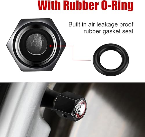 Miniatura 9 de 4 tapas de vástago de válvula de neumático con bloqueo, diseño hexagonal antirrobo, cubierta de vástago de válvula de neumático de automóvil con