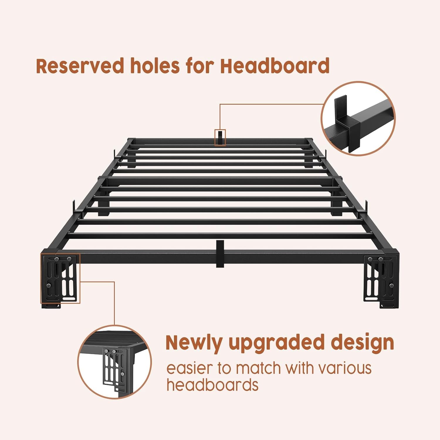 IDEALHOUSE Twin Size Bed Frame 6 Inch – Low Profile Metal Platform Bed with No-Screw Assembly, Heavy Duty Steel Slats, No Box Spring Needed, Quiet Support for Guest Room & Small Spaces