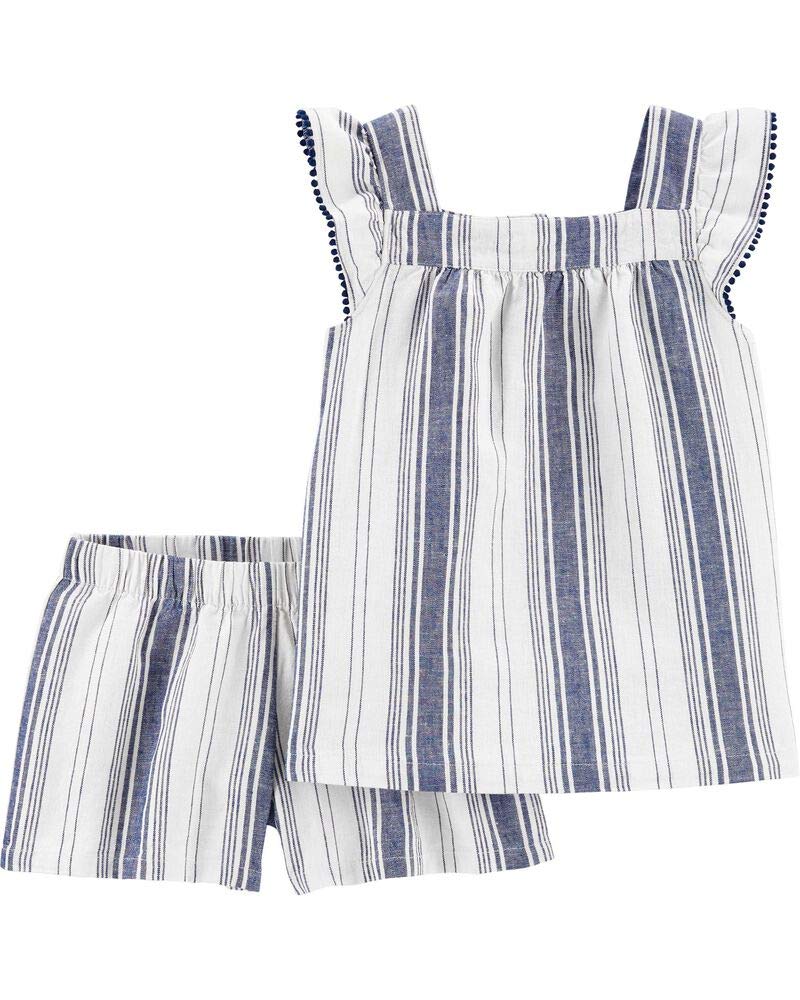 Ensemble Carter's bébé 18 mois vêtement lin débardeur short rayé été - 2