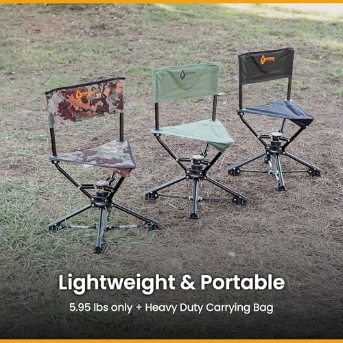 ARROWHEAD OUTDOOR 2-Pack 360° Degree Swivel Hunting Chair Stool Seat, Perfect for Blinds, No Sink Feet, Carrying Case, Fishing, 600D Canvas by ARROWHEAD OUTDOOR - Image 7