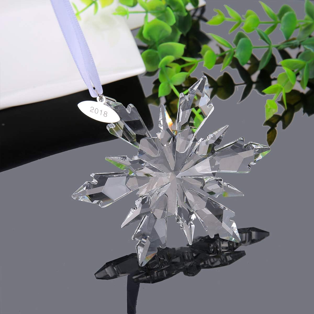 XIANGBAN Crystal Snowflake Pendant Home Clear Star Decoration Hanging Christmas Prism Jewelry, White - Image 5