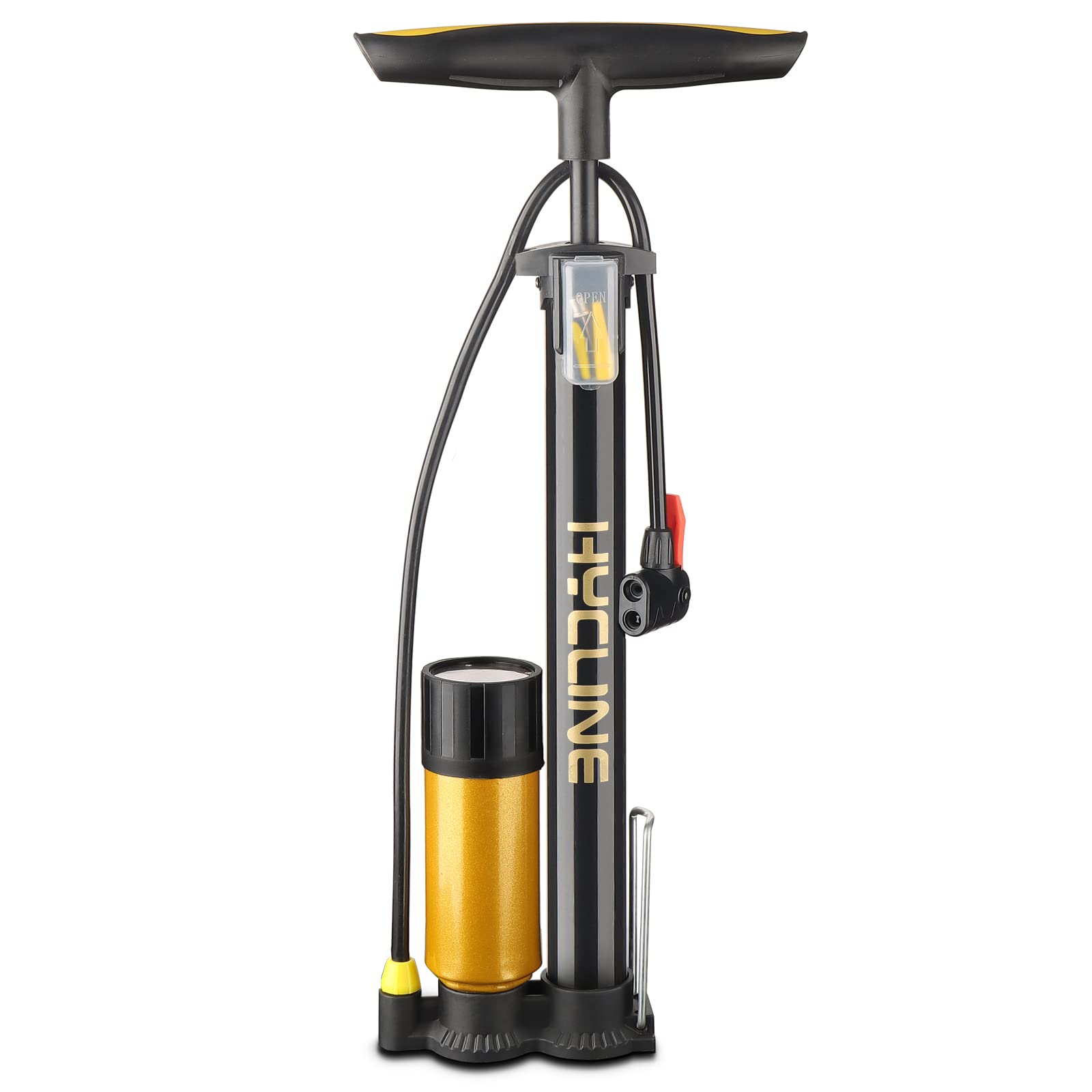Hycline Bike Floor Pump with pressure gauge,Bicycle Pump,With Presta & Schrader Valves For Bike Tire,Ball,Air Cushion