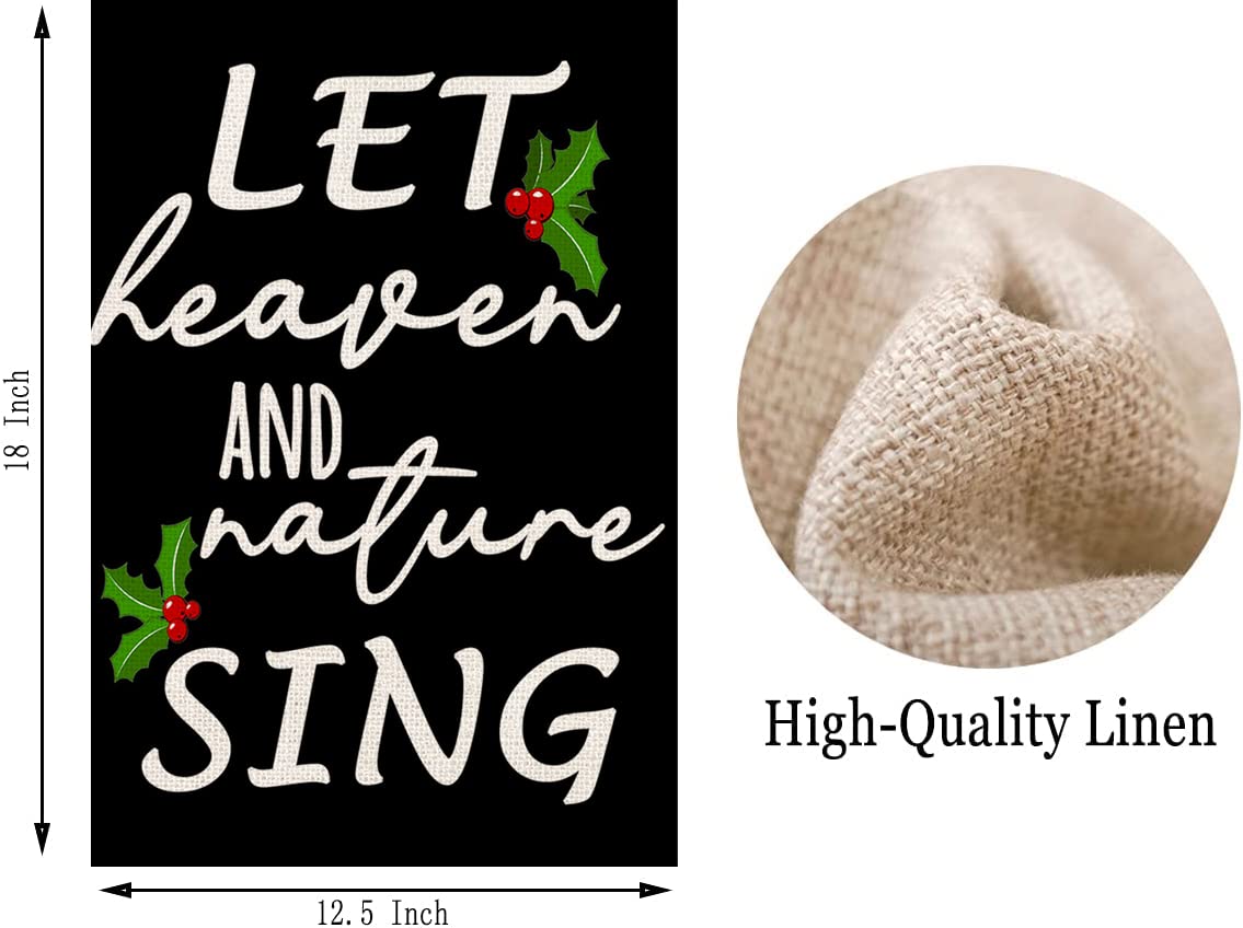 Smilyard クリスマス言葉ガーデンフラッグ 縦型 両面 12.5x18インチ 天国と自然を歌わせましょう クリスマス ブラック