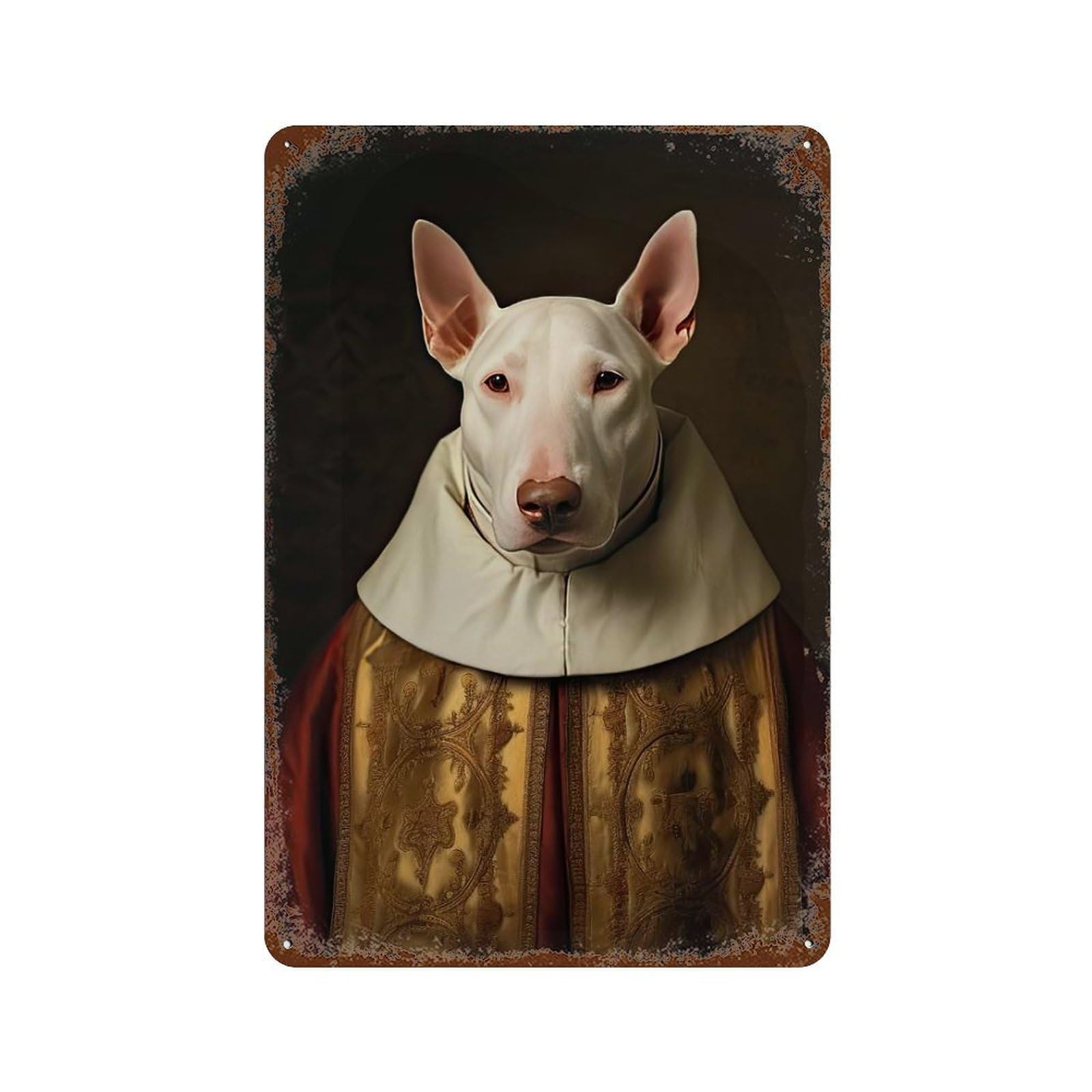 Bull Terrier The Pope 11.8"x7.9" Weathered Tin Sign, Decorative Metal Wall Art for Cafe, Home Bar And Lounge Decor
