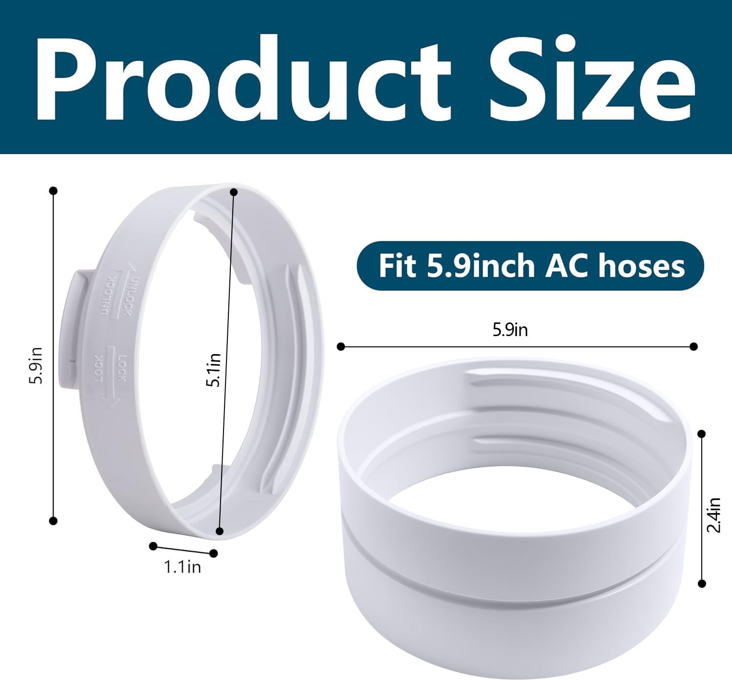 DECOHS 5.9 Inch Portable Air Conditioner Exhaust Hose Coupler Mobile Air Conditioning Accessories for AC Exhaust Hose Coupler Extension (White Circular)