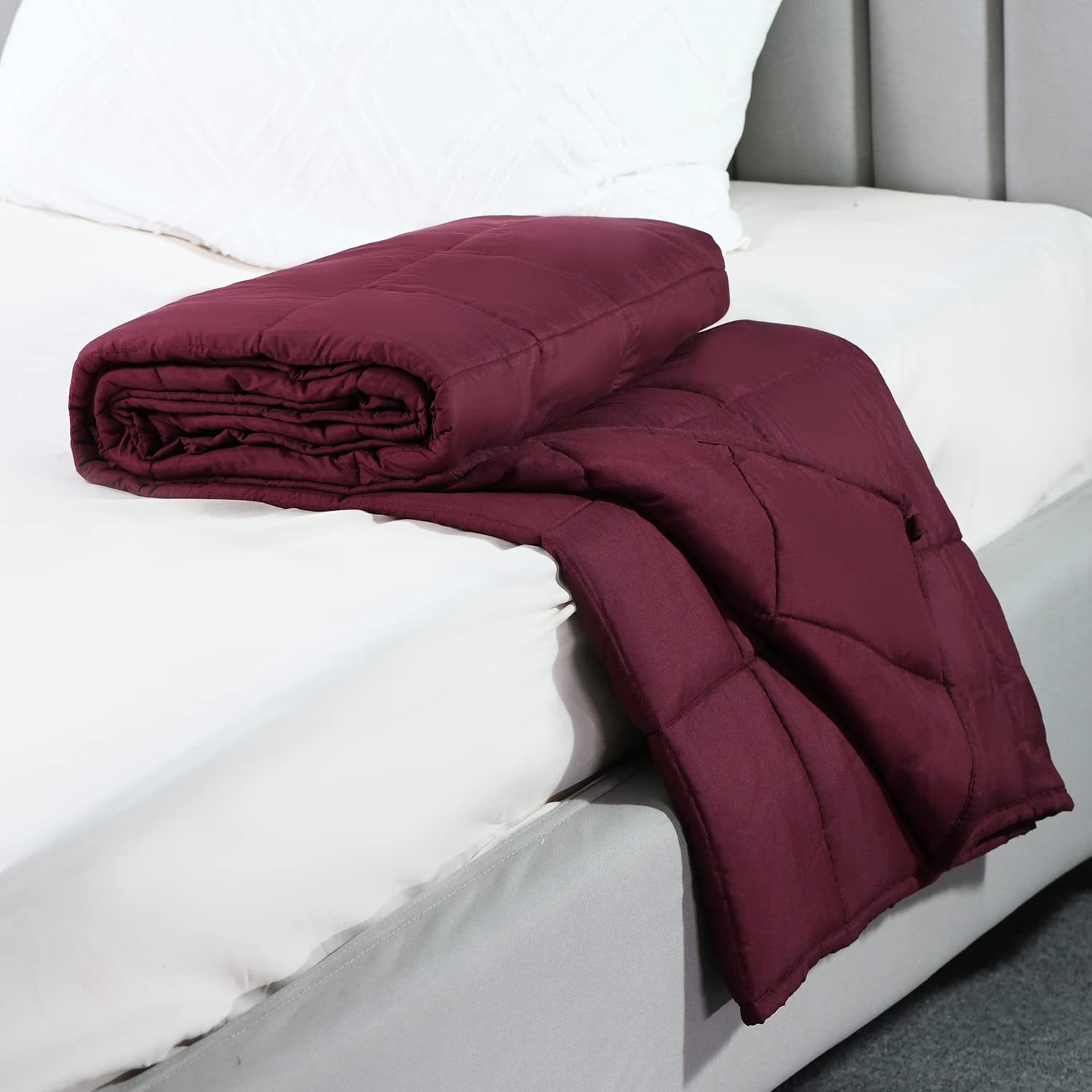DREAMLANDING Couverture lestée - Couverture avec garnissage en perles de verre pour adultes - Contre l'insomnie, le stress et la réduction de l'anxiété - Couverture lourde (150 * 200 cm, 9 kg)