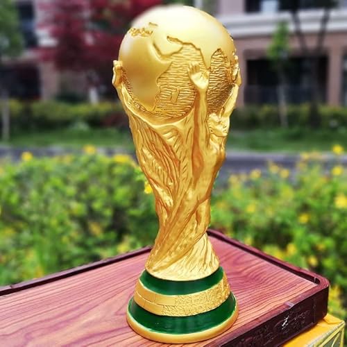 LNGODEHO Réplica Troféu Qatar da Copa do Mundo de 2022 em vitrine, escultura de resina, possuir um m