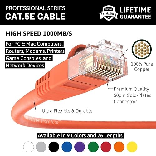 Miniatura 2 de InstallerParts - Cable Ethernet Cat. 6, UTP, con protector, Anaranjado