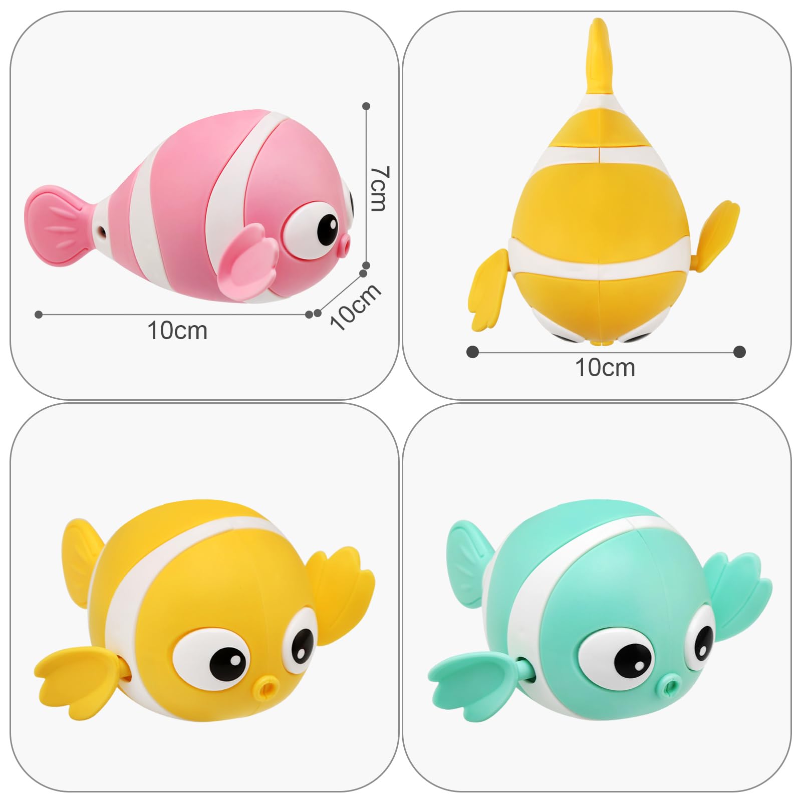 Jouet de Bain Bébé, Jeux de Bain pour Enfant 1 2 3 4 Ans, Poisson Animaux Jouets Flottants, Jeu d'eau Jouet de Baignoire Piscine, Jouets de Douche pour Tout-Petits Garcon Fille - 3 Pièces
