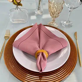 Guardanapos de Tecido Mesa Posta Decorativo Ajuor 40x40 Premium - 6 Unidades ROSÉ