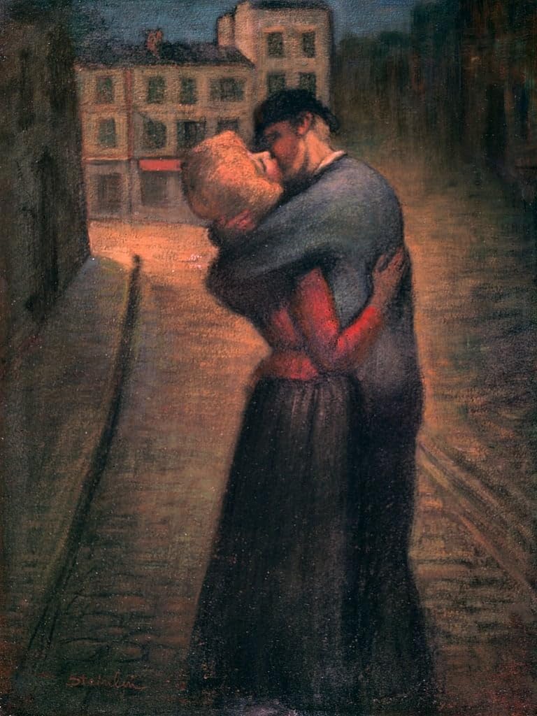 Art Mural le Baiser Steinlen : Solution Idéale pour Murs Blancs et Vides