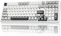 AULA F99 Teclado mecânico sem fio, Bluetooth trimodo 5.0/2.4 GHz/USB-C teclado mecânico intercambiável a quente, interruptores lineares pré-lubrificados, estrutura de junta, teclado personalizado