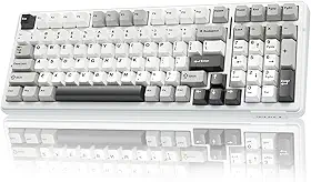 AULA F99 Teclado mecânico sem fio, Bluetooth trimodo 5.0/2.4 GHz/USB-C teclado mecânico intercambiável a quente, interruptores lineares pré-lubrificados, estrutura de junta, teclado personalizado