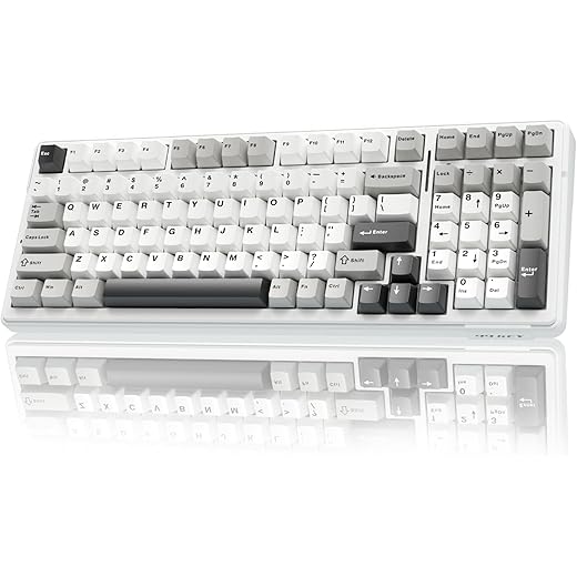 AULA F99 Wireless Mechanical Keyboard - Grey+White