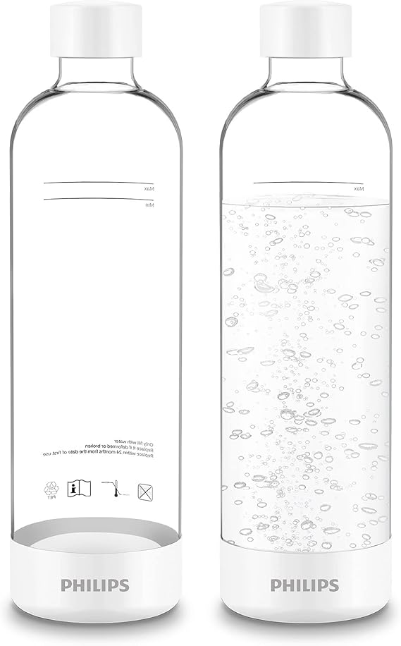 PHILIPS Carbonating Bottles, 1L Twin Pack Reusable PET