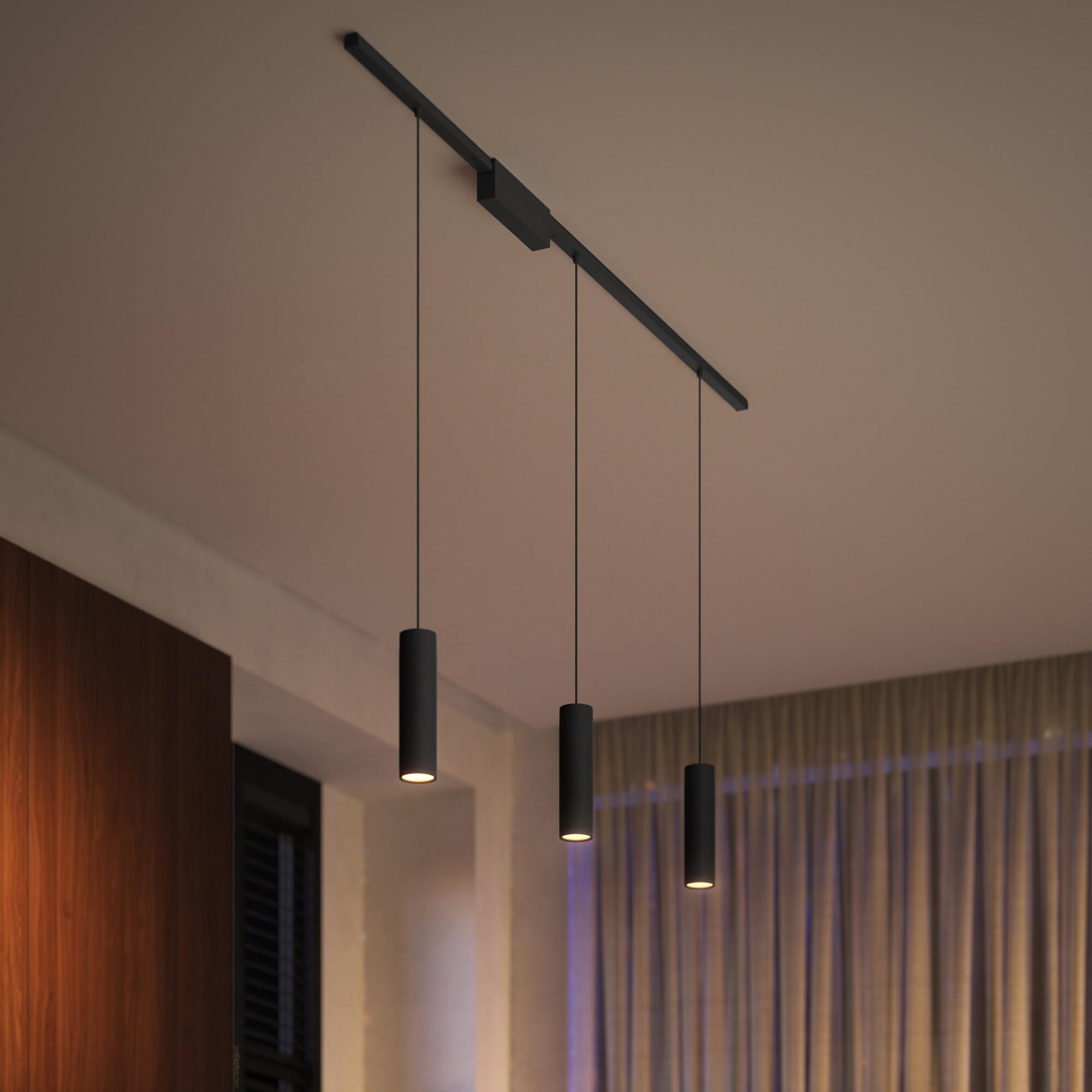 Philips Hue White and Color Ambiance, Perifo, Lampada a Sospensione Cilindrica Smart, 5.2 W, Nero