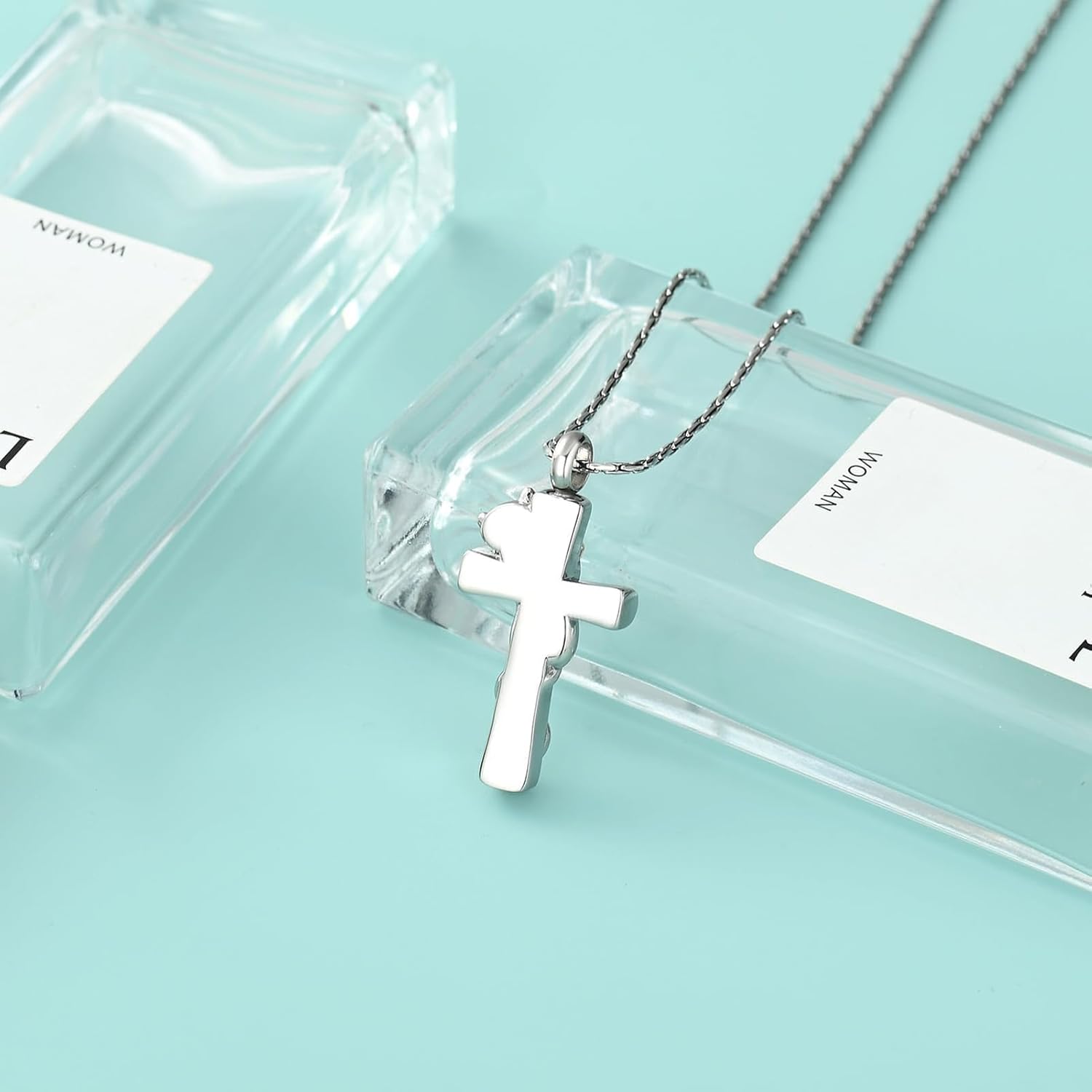 zeqingjw Cross Urn Necklace for Ashes for Women Girls Stainless Steel Cat Cremation Pendant Pet Ash Holder Butterfly Memorial Jewelry Keepsake Gifts - Image 4