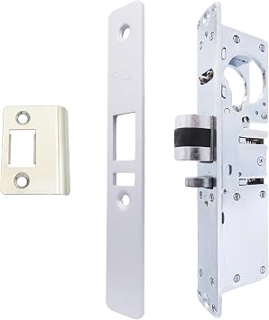 elox Narrow Stile Aluminum Door Mortise Deadlatch Lock, Handing Reversible Latch, 31/32" Backset, w/Aluminum Finish faceplate
