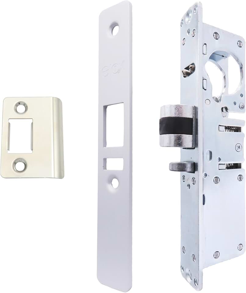 elox Narrow Stile Aluminum Door Mortise Deadlatch Lock, Handing Reversible Latch, 31/32" Backset, w/Aluminum Finish faceplate