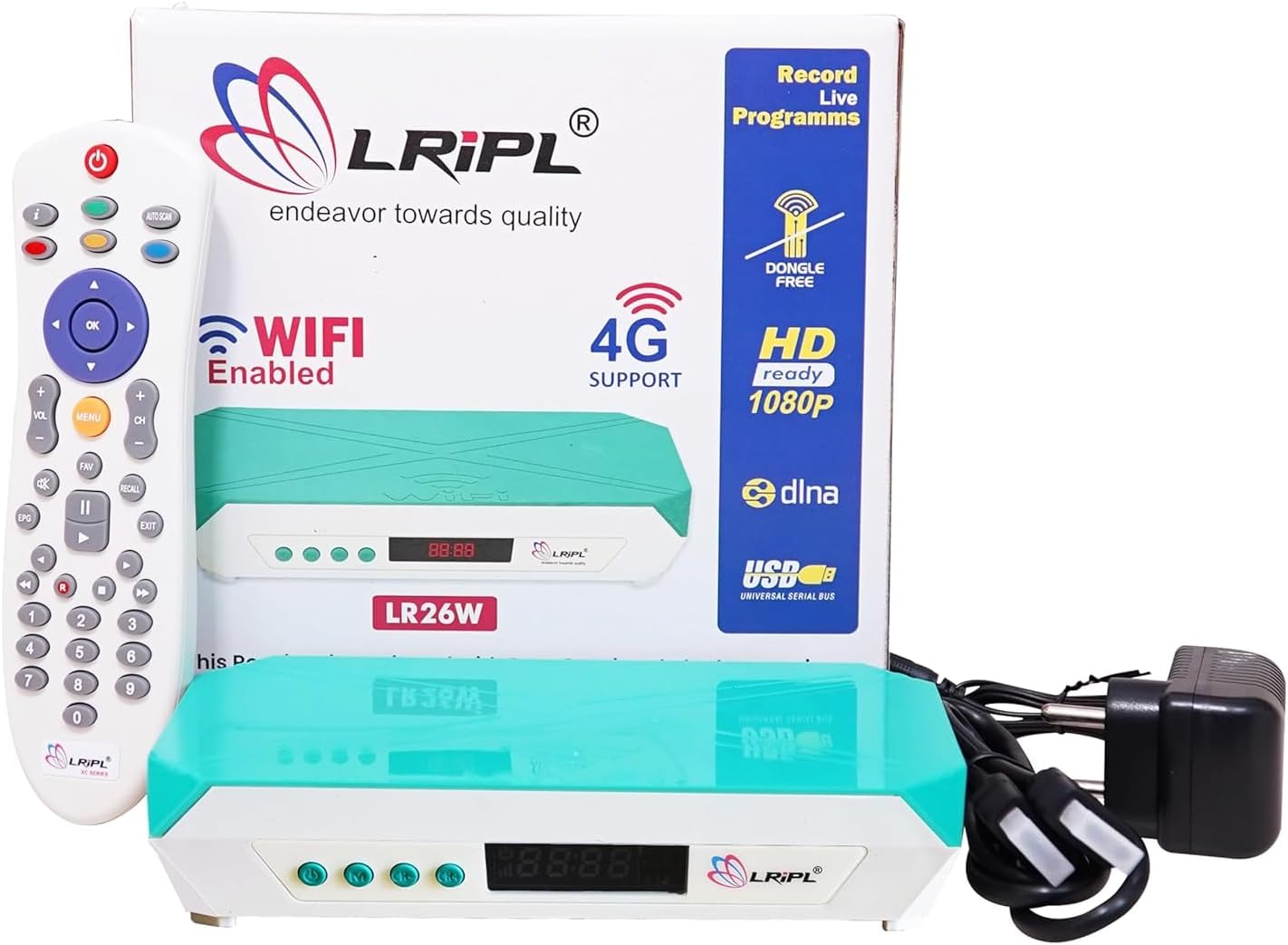 LRIPL LR26W HD Set Top Box - Free Dish Setup Box FTA MPEG4 Technology | Required Antena for Watch Free Channel- Work with Any Dish antena-FTA