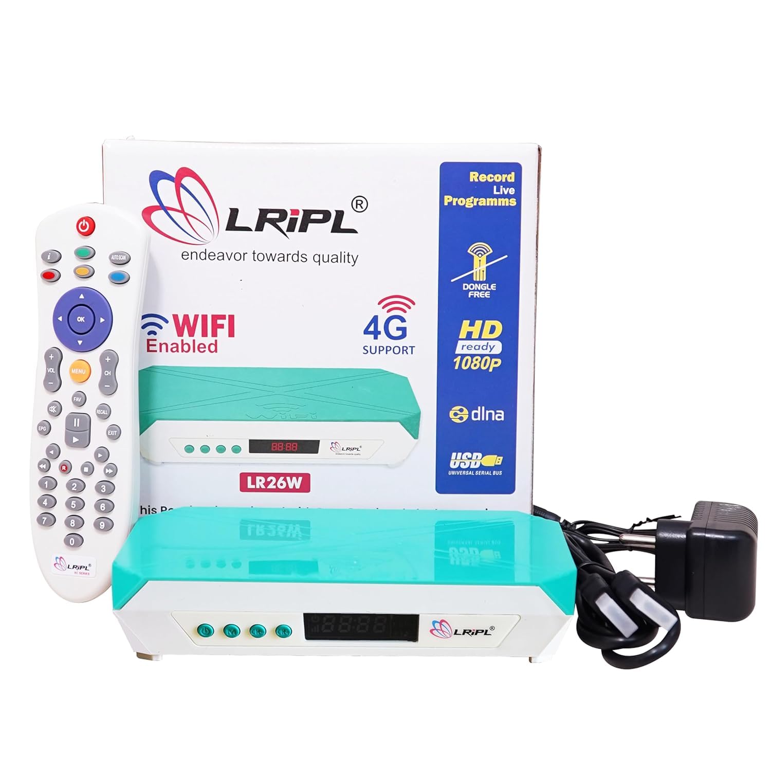 LRIPL LR26W HD Set Top Box with Wi-Fi Enabled Watch YouTube - Free Dish Setup Box FTA MPEG4 Technology | Required Dish Antena for Watch Free Channel