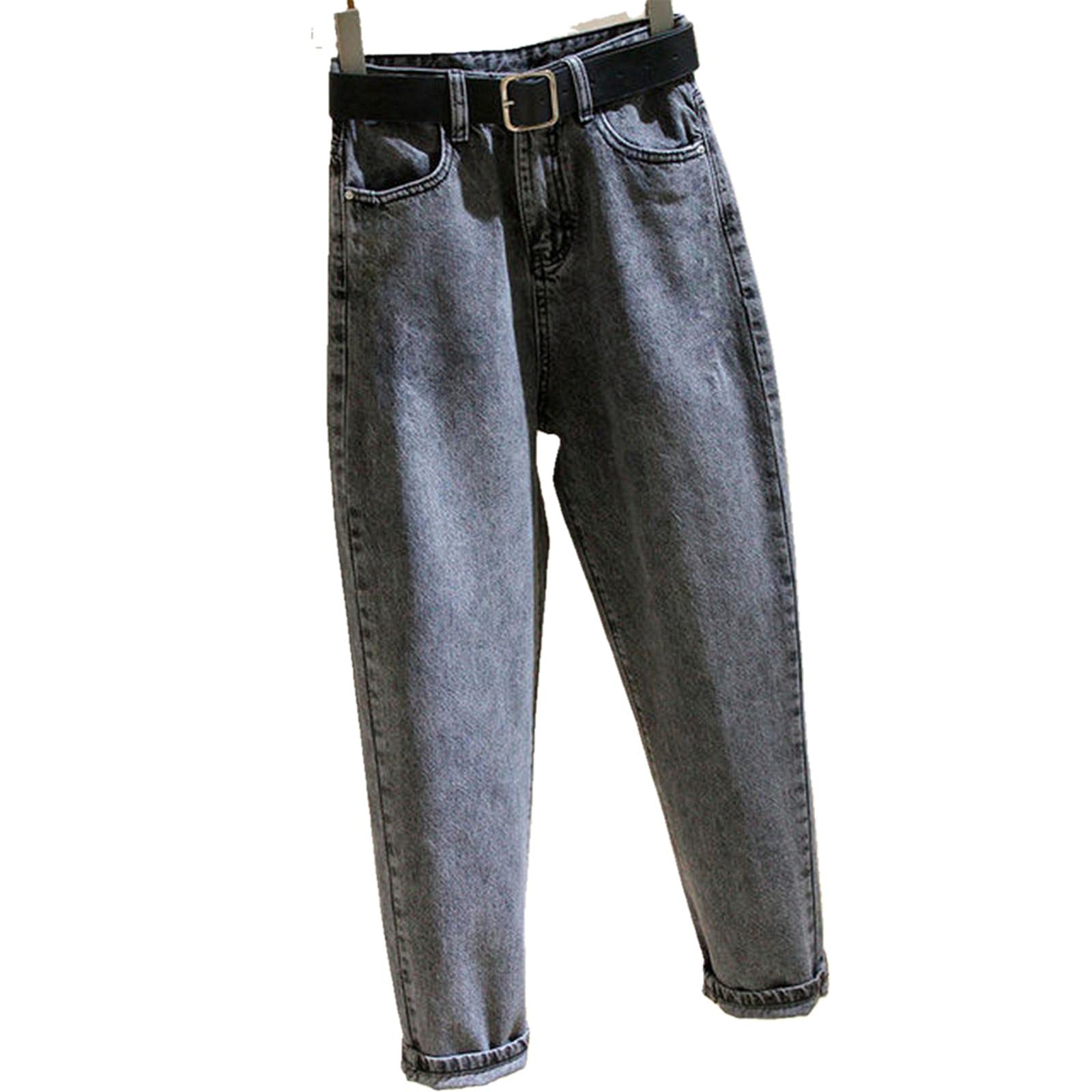 UKKO Jeans da Donna Jeans Donne Donne Primavera Smoke Grey Harem Pantaloni da Cowboy Denim Slip Plus Size