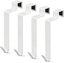 Over-Door Hooks for Back of Doors, Use as Towel Rail, Bathroom Hook, 100 x 15 x 42 mm, Various Colours, Pack of 4, white