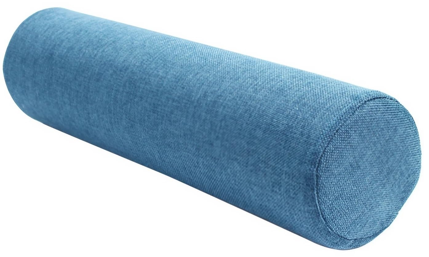 YHXAIQ Long Round Bolster Pillow, Soft and Comfortable Neck Support Pillow, Linen Fabric Cylinder Pillow for Head, Back, Legs and Yoga, Round Cushion Roll Pillow for Bed Use(Dark blue,15 x 60 cm)