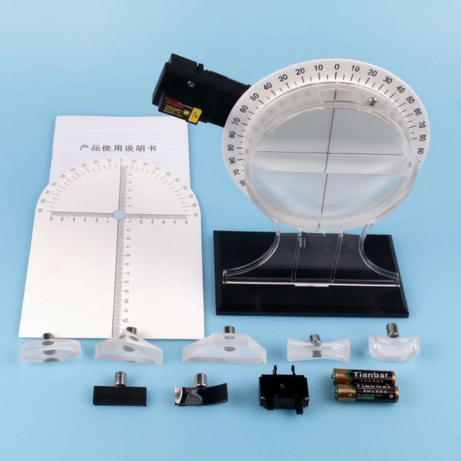 Qianly Kit di Ottica Acrilico Disco Ottico con Accessori Portatile Strumentazione per Insegnanti