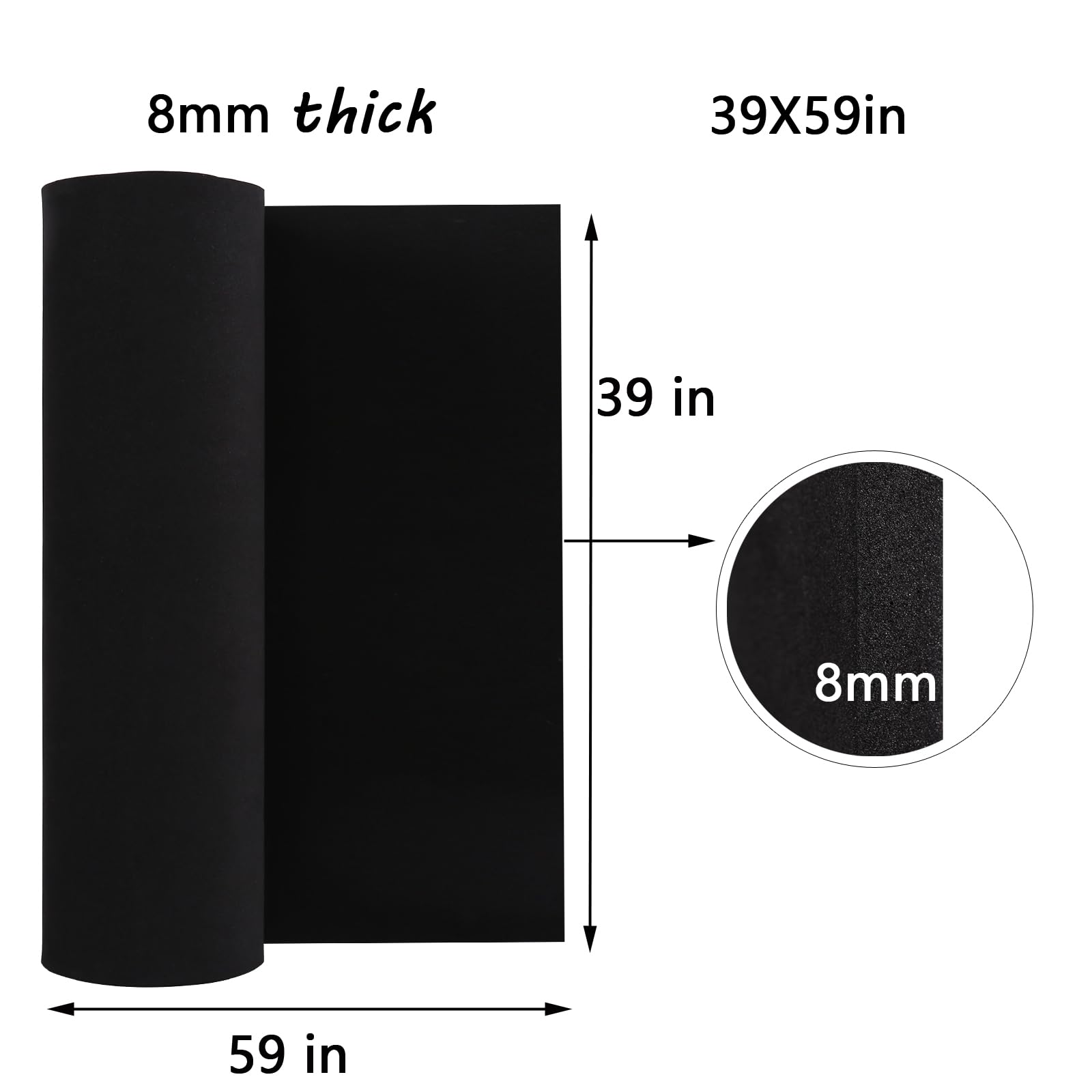 8 mm EVA-Schaumstoff-Blätter, Rolle, 99,1 x 149,9 cm, schwarz, für Cosplay, DIY, 90 kg/m³ | Hohe Dichte, hohe Stabilität, Rüstung und Waffen, Halloween-Kostüme, Weihnachten, Ostern, Erntedankfest