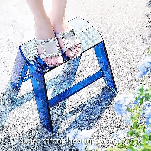 Acrylic Folding Portable Step Ladder - Versatile Step Stool for Indoor and Outdoor Use, Ideal for Kitchen and Library