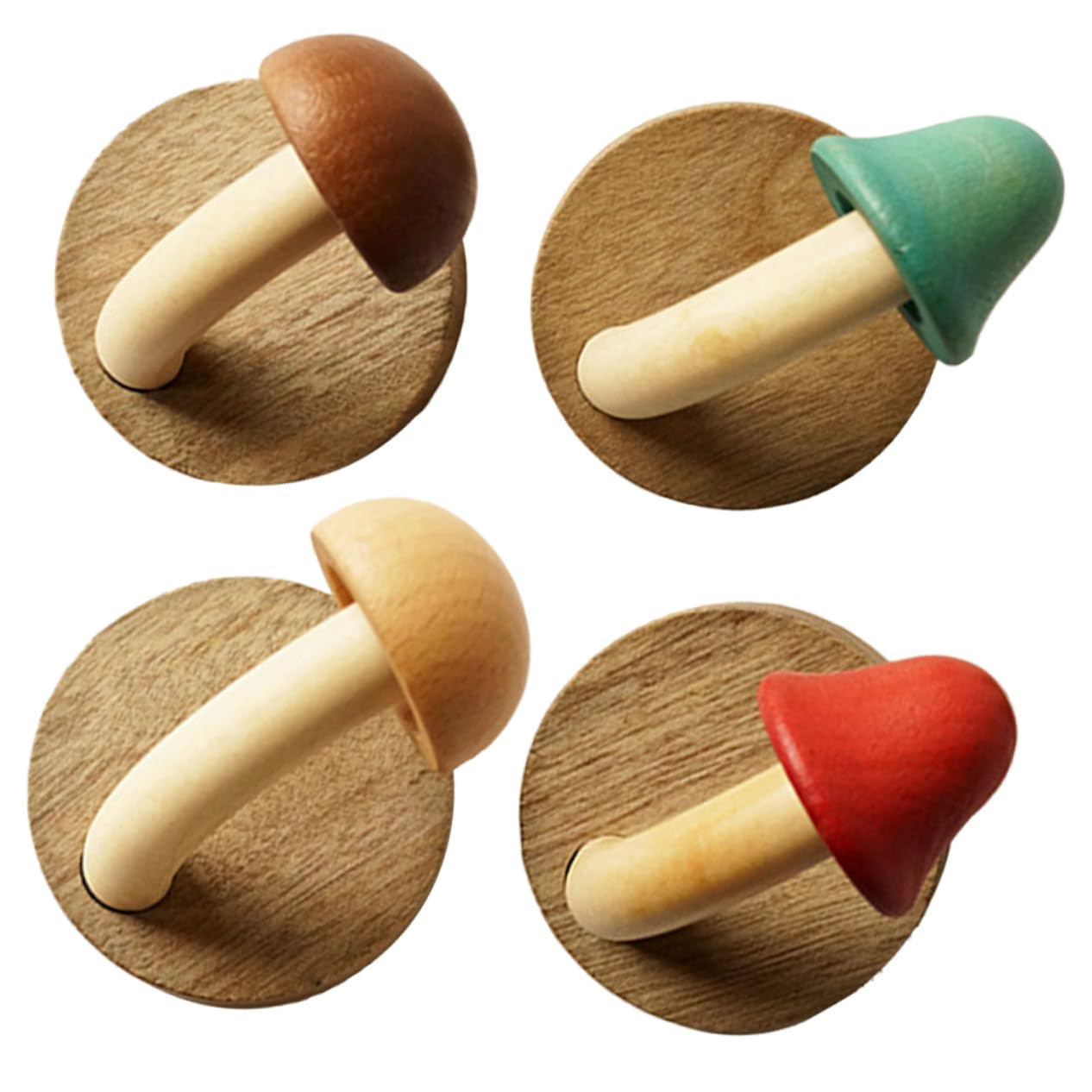 Crochets muraux champignon en bois Hohopeti x4 pour suspendre vos manteaux