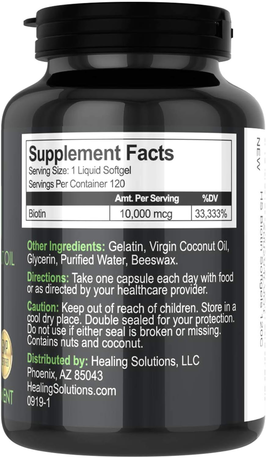Biotin 10,000mcg (Vitamin B7-120 Pills) Hair Growth Vitamins with Coconut Oil – Perfect Nail Skin Softgels Biotin Supplement for Women and Men - Incredibly High Potency Capsules