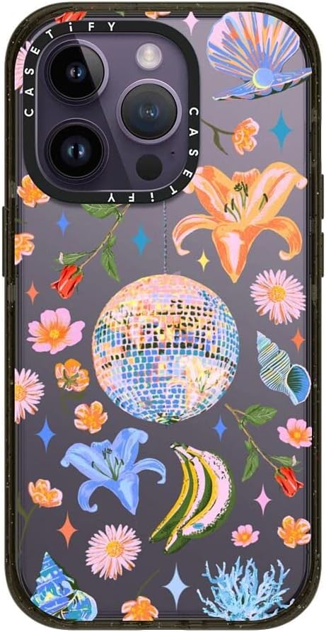 CASETiFY Impact iPhone 14 Pro Case [4X Military Grade Drop Tested / 8.2ft Drop Protection] - Disco Magic - Glossy Black