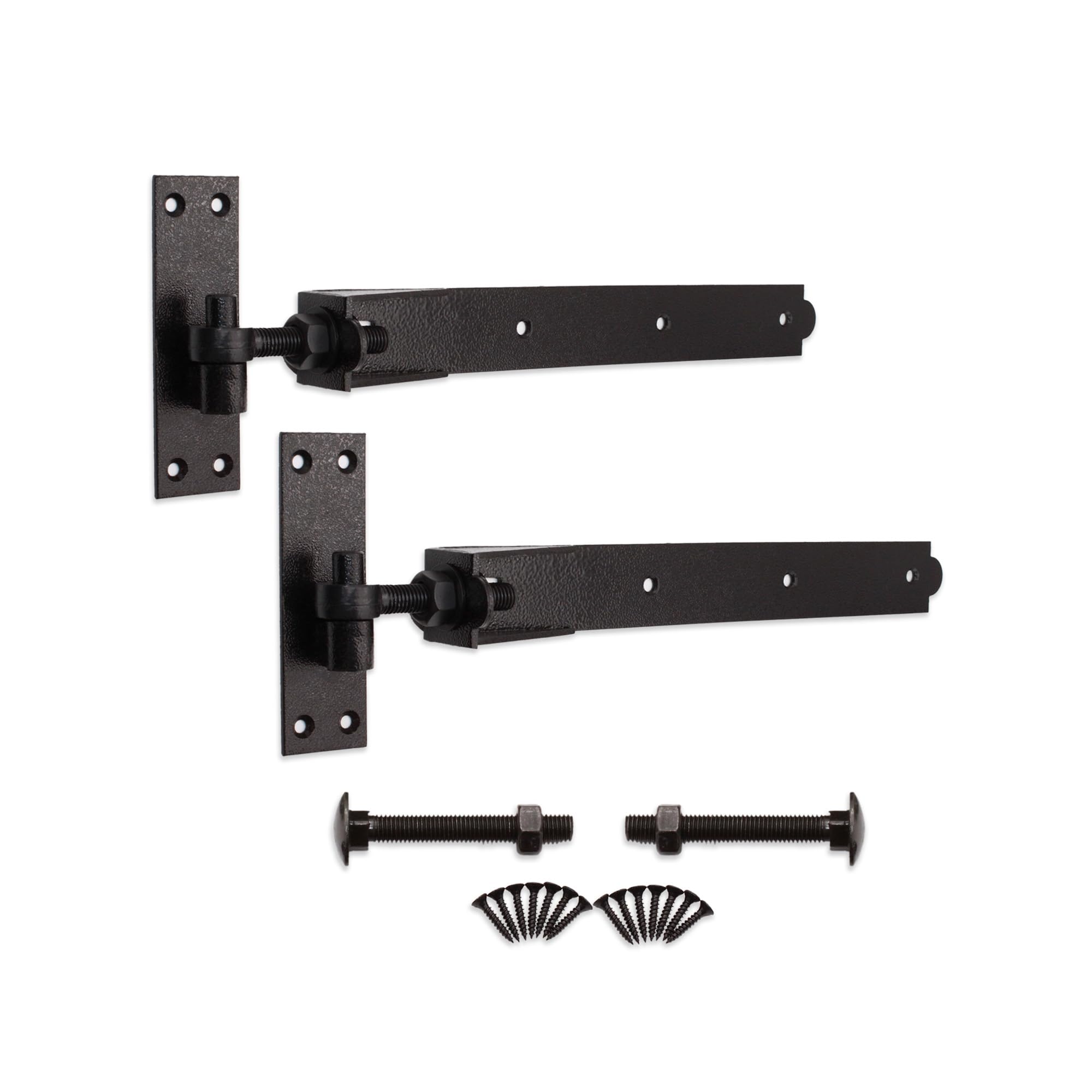 Adjustable Hook and Band Hinges for Field or Garden Gates 8"/10"/12"/18"/24" Black/Zinc Supplied in Pairs with All The fixings (18 Inch, Black) — image 1