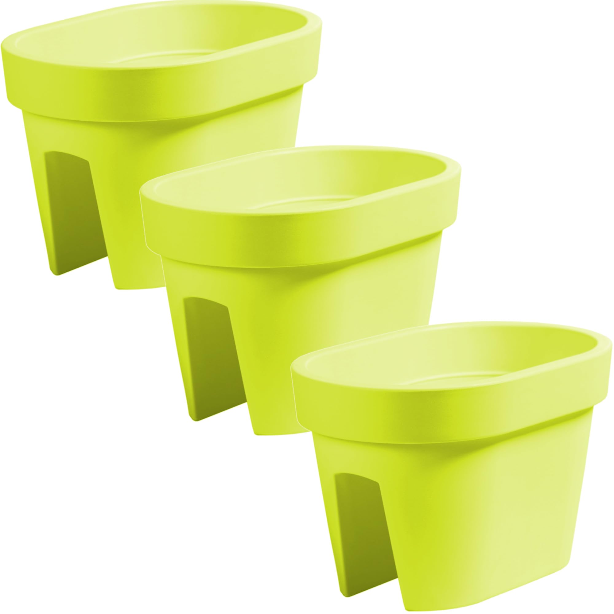 botle Juego de 3 cajas para balcón, jardineras, barandillas, balcones, macetas de barandilla, 39,5 cm, 12,3 L, color lima