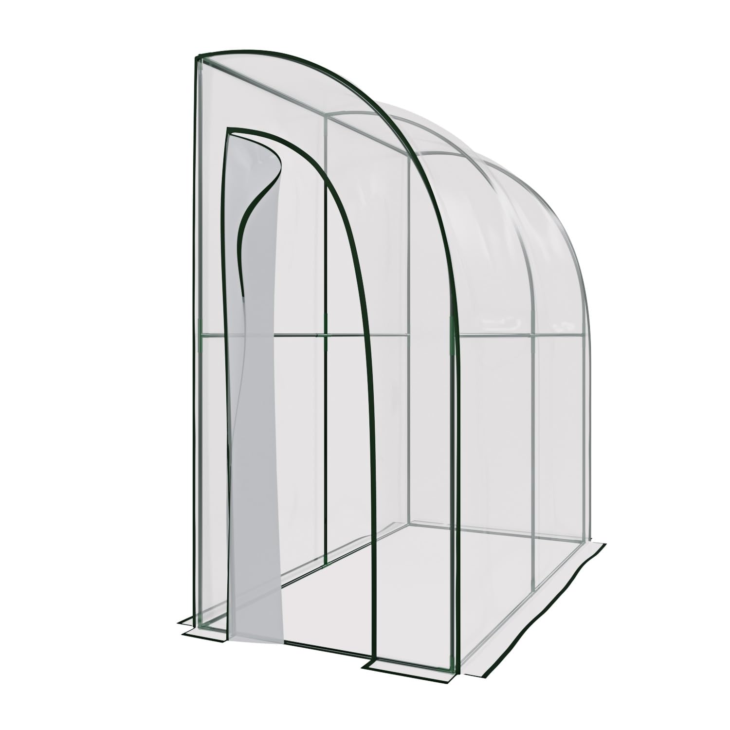 Serra A Casetta Da Parete Muro In Acciaio Per Giardino Piante Fiori Orto Copertura Trasparente in PVC Con 2 Porte Avvolgibili A Cerniera Protezione Piante Giardinaggio 200 x 100 x 215 Cm