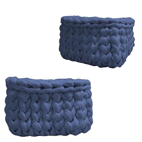 Miniatura 2 de Trapillo G&Y Set de 3 Cestas tejidas en ganchillo, almacenamiento de objetos pequeños Tamaño Mini. (Small, Amarillo)