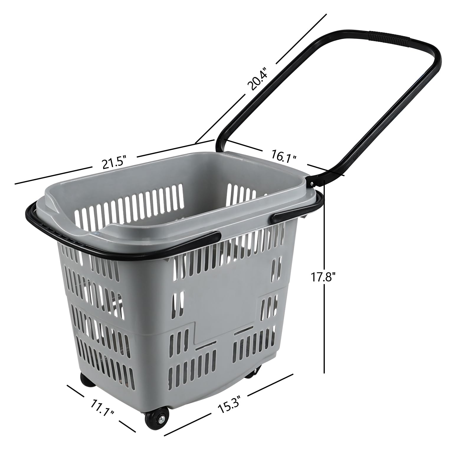 Plastic Rolling Shopping Baskets 50L With Wheels Handle 50L Rolling  Shopping Basket With Wheels \u0026 Handle - Heavy Duty Plastic Storage Cart For  Stores \u0026 Home Commercial Shopping Carts, image size:1600x1600