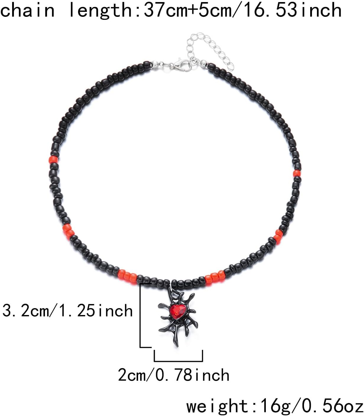 Gothic Halloween Necklace for Women Pumpkin Crow Cat Spider web Beaded Pendant Necklace Punk Vintage Crystal Necklaces Halloween Jewelry for Women - Image 6