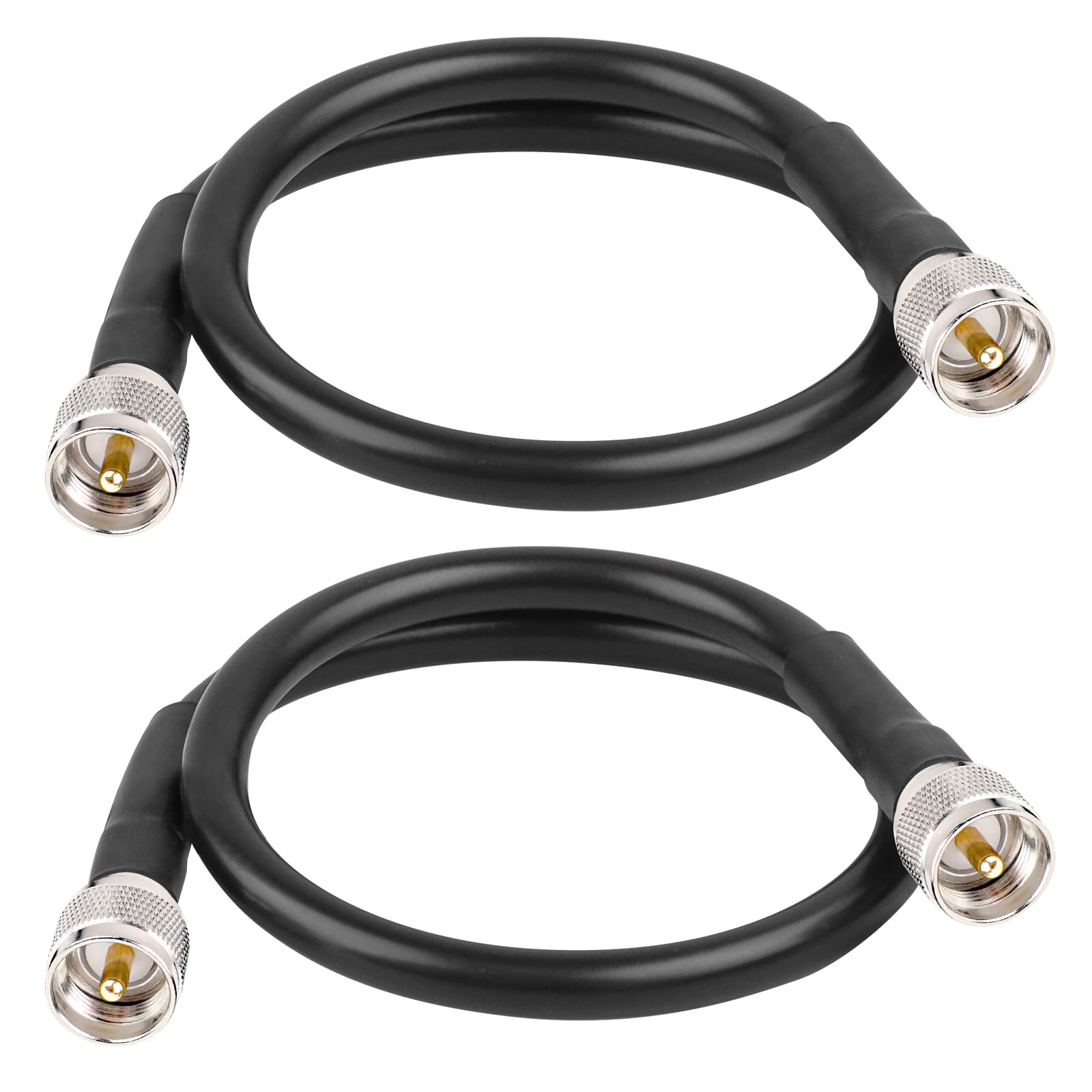 MOOKEERF Cable coaxial UHF CB – 2 piezas KMR400 PL259 macho a macho, cable coaxial UHF de baja pérdida, cable coaxial CB para radio HAM, radio VHF, medidor SWR, analizador de antena