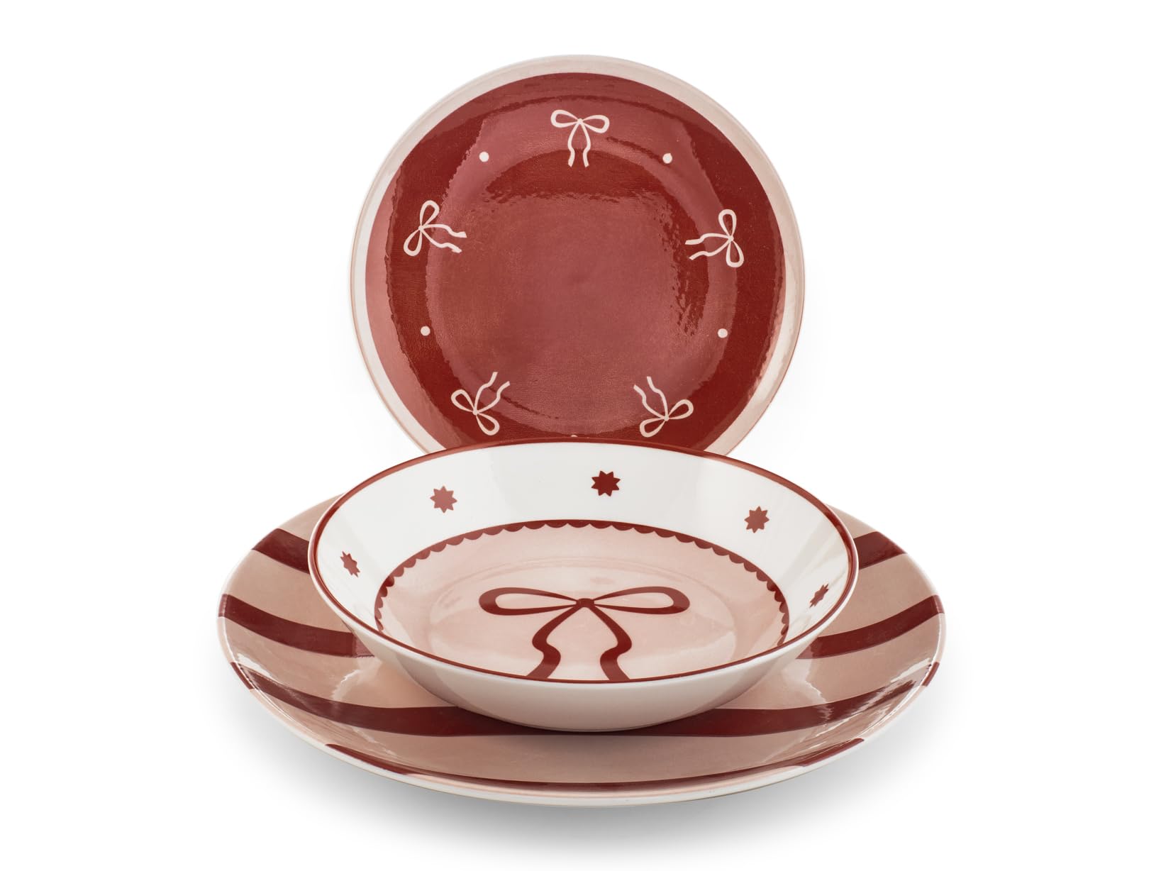 H&H Servizio Tavola 18 Pezzi Rosy in porcellana