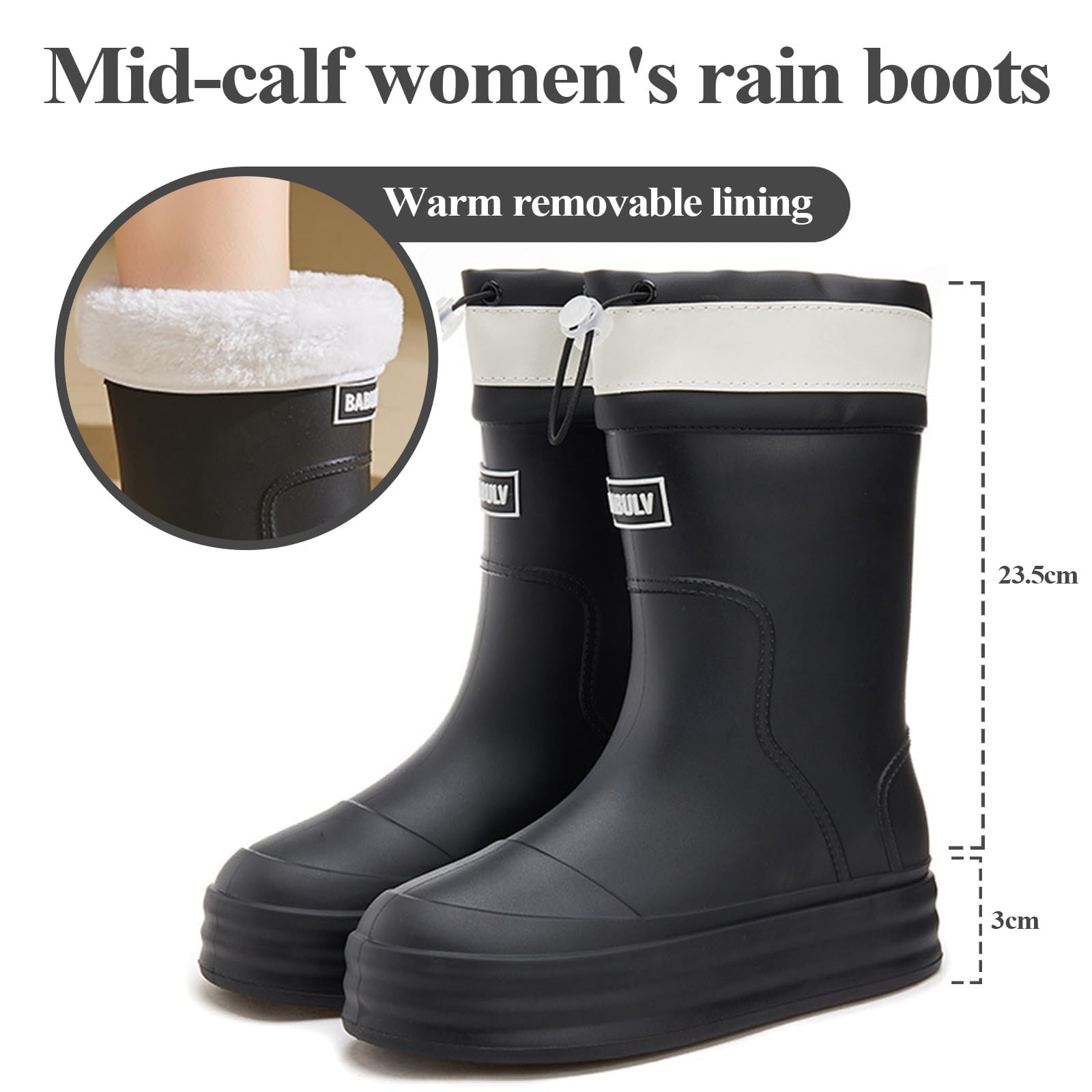 Zapatos de lluvia para mujer forrados con caña acolchada para mayor comodidad, suela gruesa antideslizante, versátil, para usar en casa o botas de trabajo en la cocina