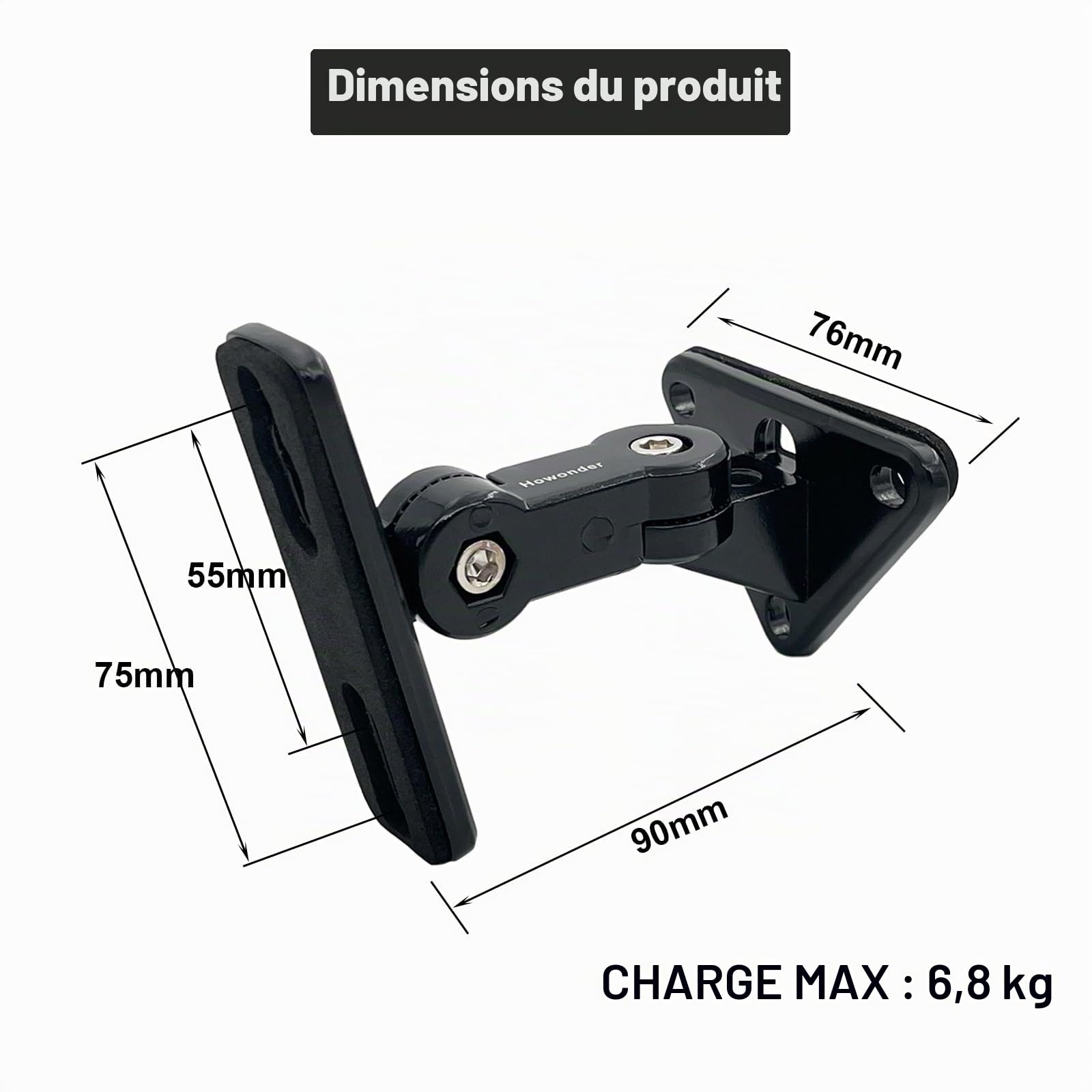 HD-15 Support Mural pour Enceintes pour Petites Enceintes, Support Enceinte Murale, Poids Max 15 lbs (2 Packs Noirs)