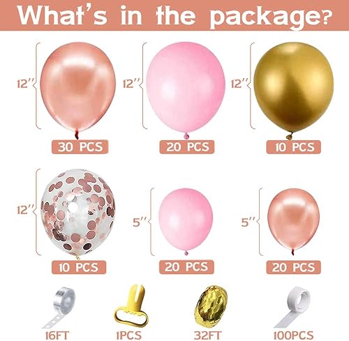 Miniatura 5 de 130 globos de oro rosa con borla de papel kit de globos de guirnalda de globos de oro rosa baby shower cumpleaños graduación aniversario compromiso