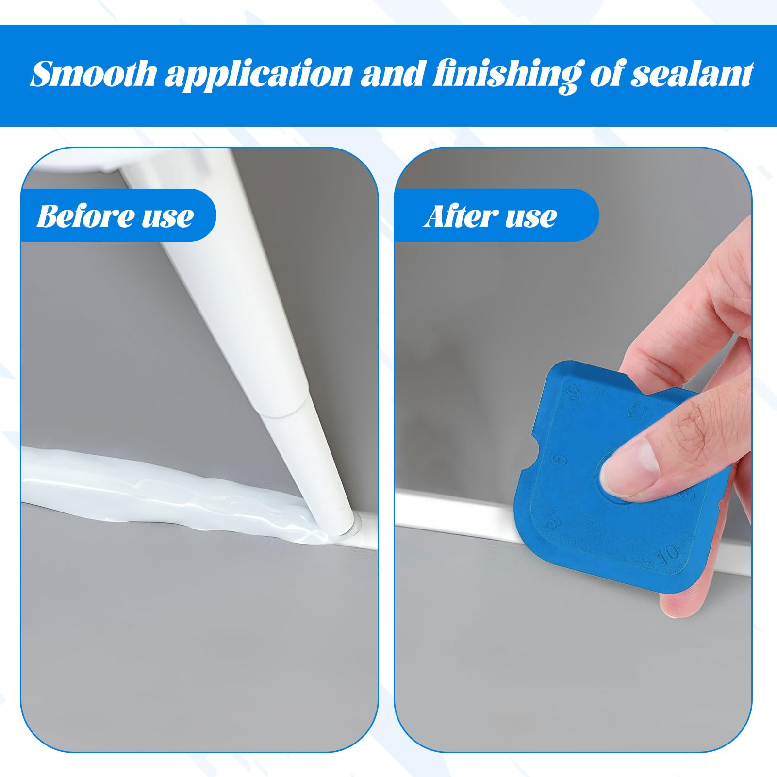 Silicone Seam Tool, 10 Pcs Reusable Silicone Sealant Applicator for Kitchen/Bathroom/Ceramic Precise Sealing - Image 4