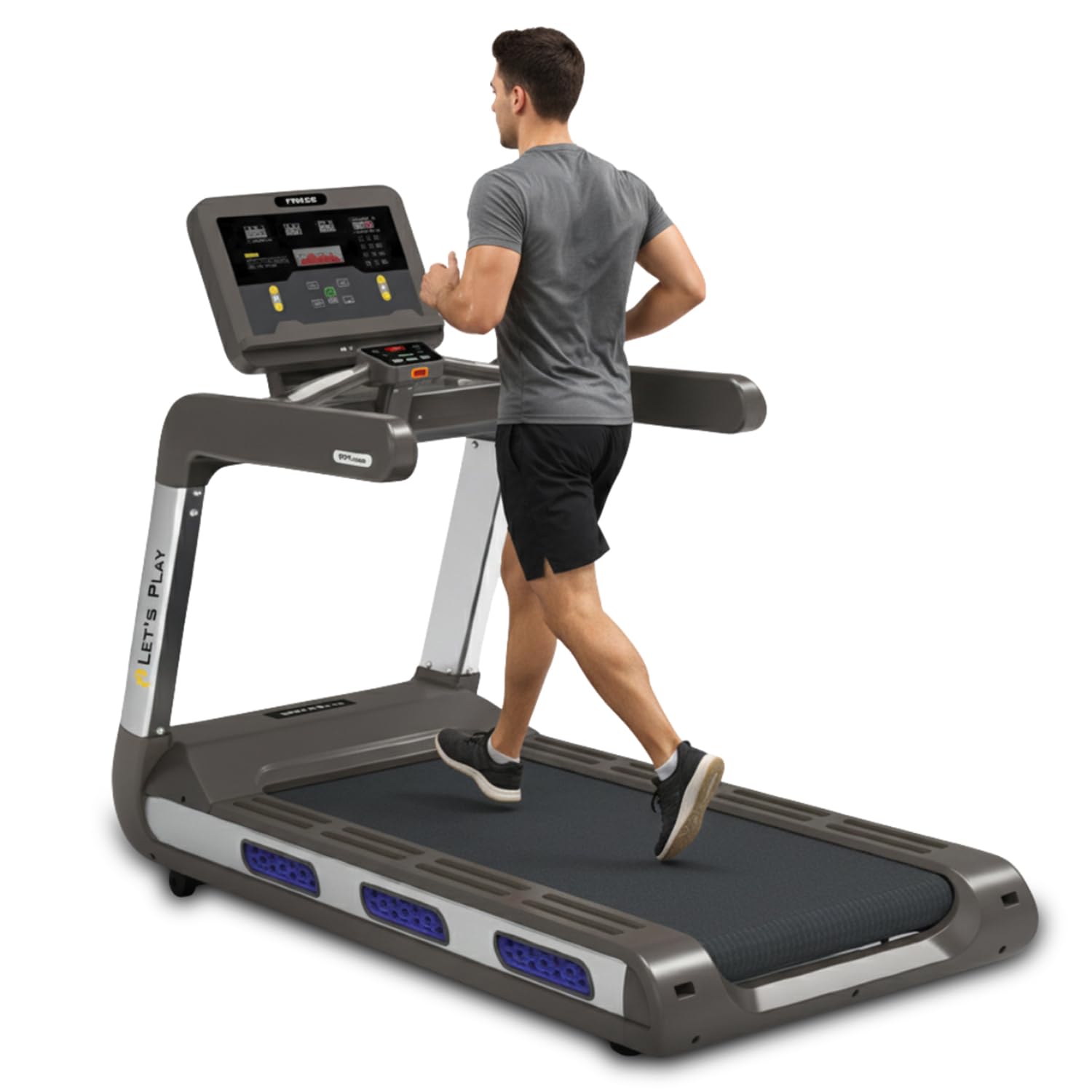 Let's Play LP-Future-X Commercial Treadmill for Gym I 8 Hp Peak Ac Motor Comes with Japenese Technology & Vaccum Based Shock Absorption Deck I Wireless Phone Charger I Max User Weight 220 Kg